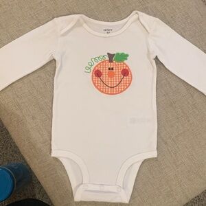 Carter's White Bodysuit with Orange Pumpkin Design
